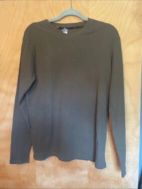 Men's Long-Sleeve Waffle Crew Neck Shirt - Olive Green